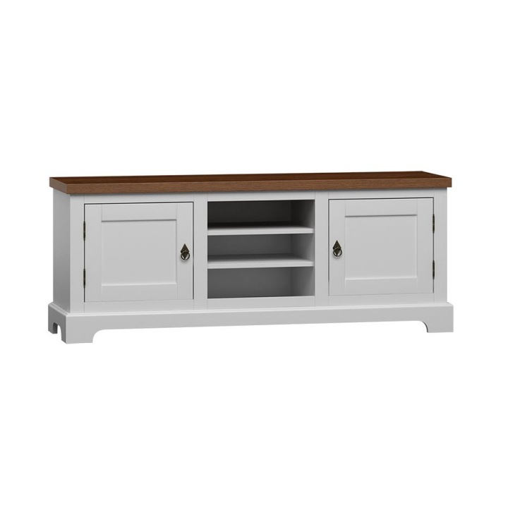 Comoda TV,Art-Futuro Awinion A03, alb, lemn, detalii bronz, stil scandinav, 158 x 61 x 45cm