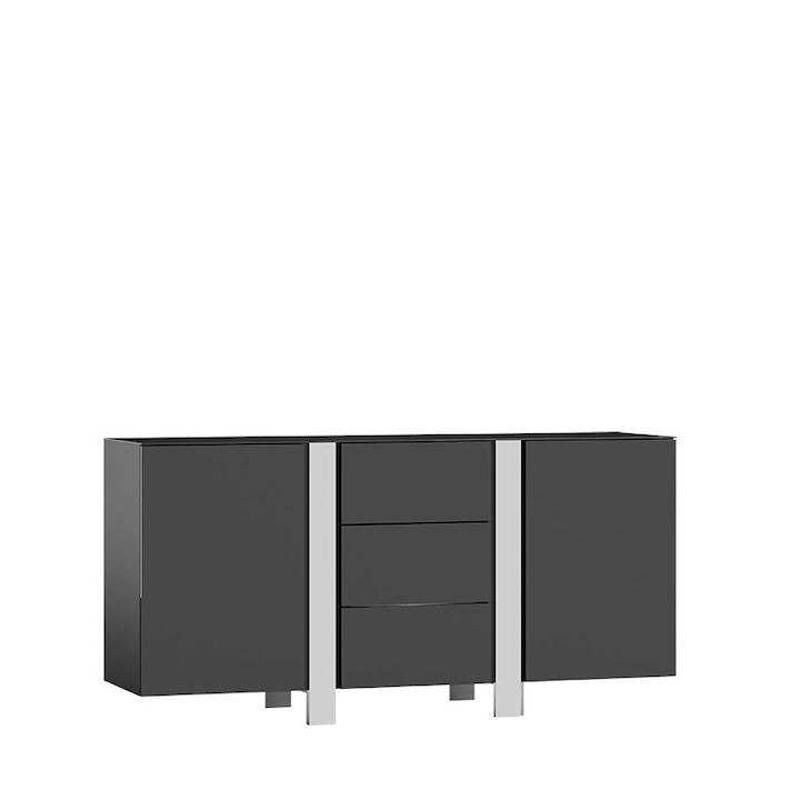 Comoda CROMO, Art-Futuro, inalta luciu negru, MDF, 170x82x45cm