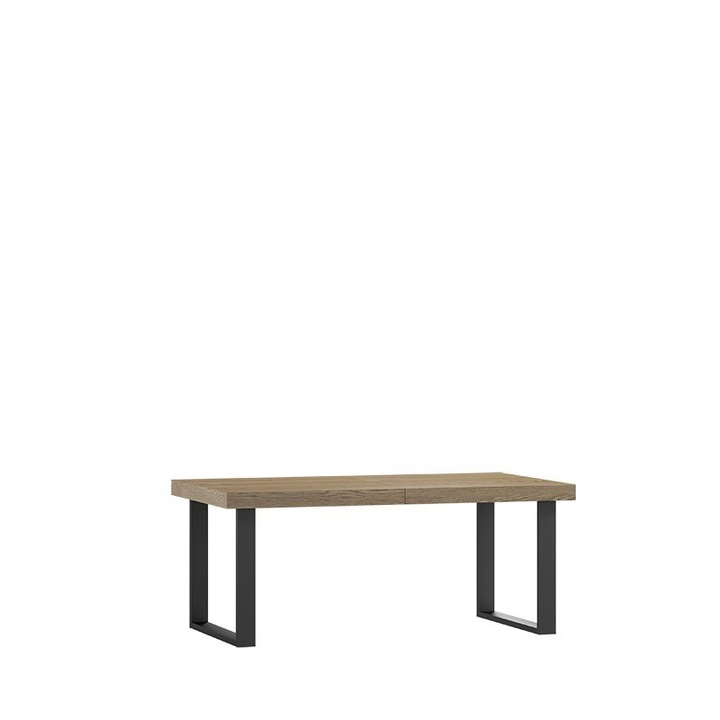 Mese Madox, Art-Futuro, metal negru mat, lemn, maro, 119x50x70cm