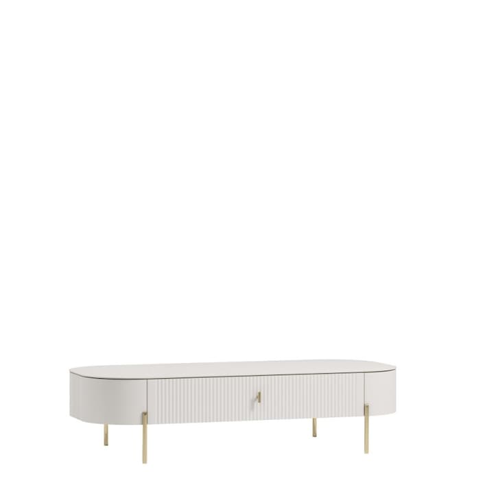 Comoda Art-Futuro Carmen, Off-White, picioare metalice aurii, MDF, 120x70x44cm