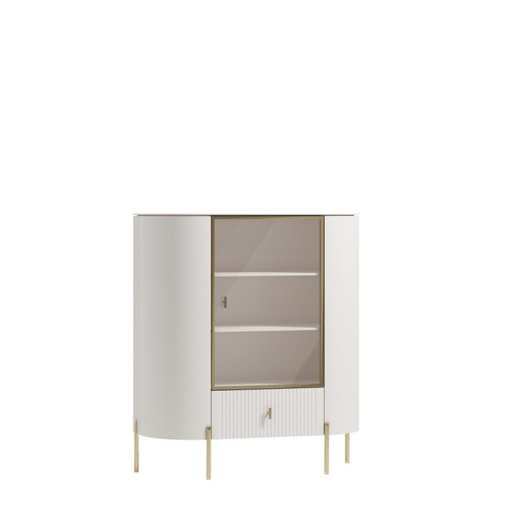 Vitrina Carmen, Art-Futuro, Off-White, metalica aurie, 36x36x180cm