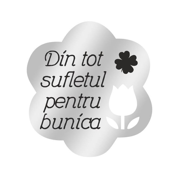 Martisor Brosa Inox Floare Argintie Mesaj Bunica