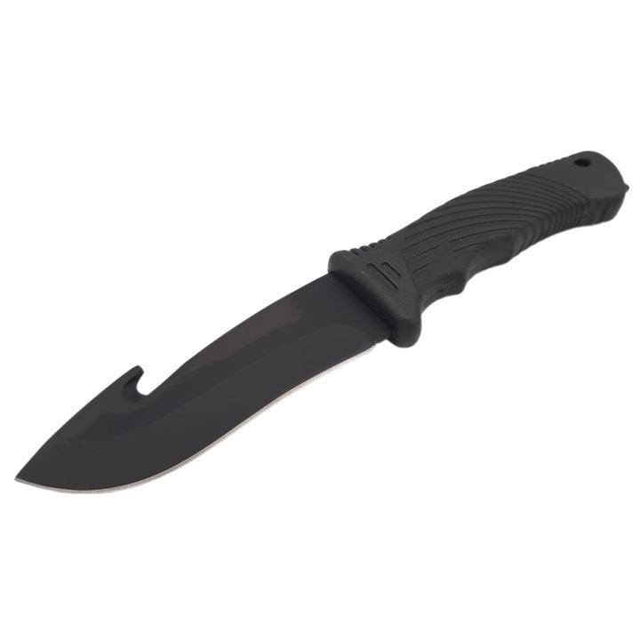 Cutit tactic, metal, cu teaca, 23.5 cm, negru