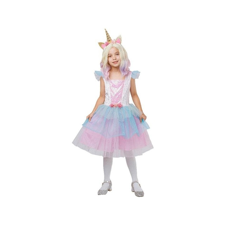 Costum de printesa Unicorn, Madej, M, 120x130cm, set cu opasa si rochie
