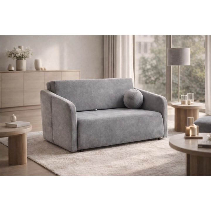 Canapea Meble Bogart, Zeldia 80, 105 x 106 cm, Textil, Gri