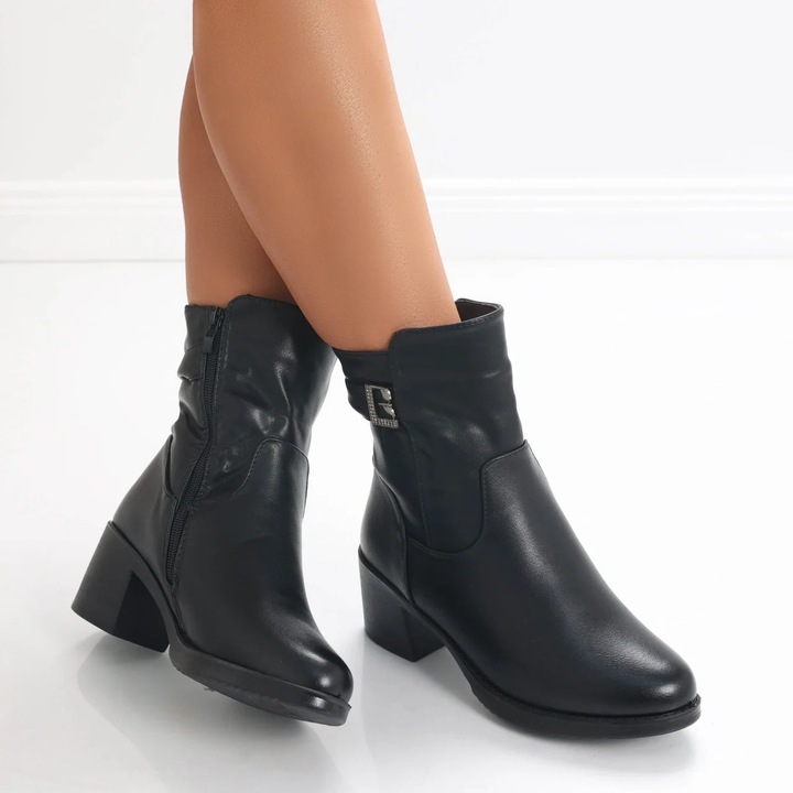 Ghete Dama Imblanite Negre din Piele Ecologica jasina, Negru