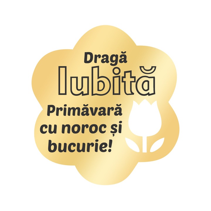 Martisor Brosa Inox Floare Aurie Urare Iubita