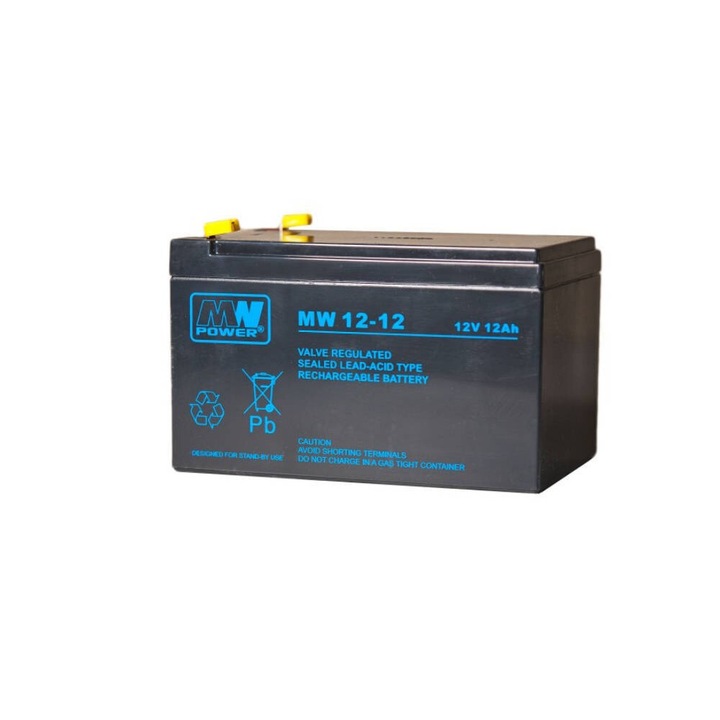 Acumulator VRLA AGM MW 12-12, 12V, 12Ah, 151x98x100mm, pentru sisteme UPS