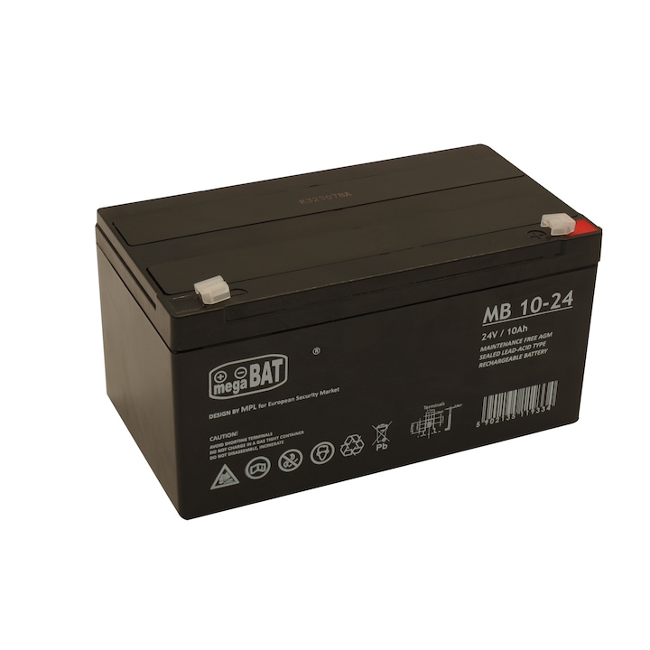 Acumulator VRLA AGM 24V 10Ah Megabat, compact, fara intretinere, 185x95x105mm