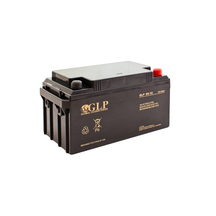 Acumulator VRLA AGM, GLP, 12V, 65Ah, 350x166x175mm, negru