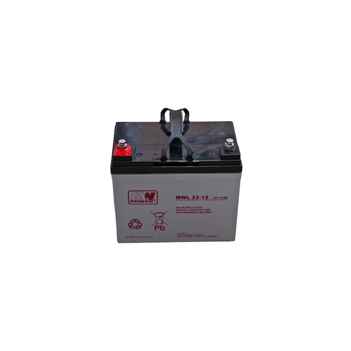 Akumulator AGM 12V/33Ah, MW Power, 196x131x170mm, set de 10-12 ani