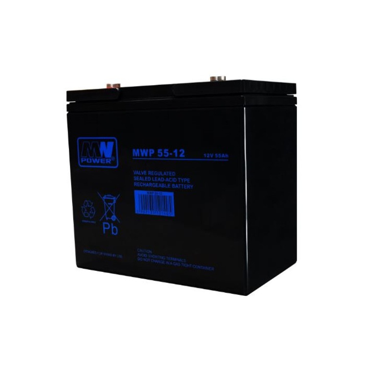 Acumulator MWP 55-12, 12V-55Ah, VRLA AGM, 226x135x207mm