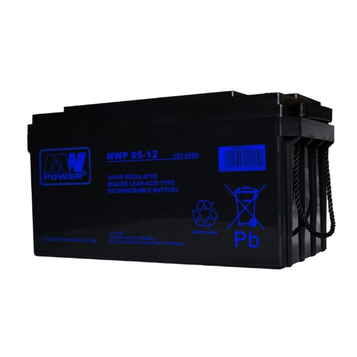 Acumulator MWP 65-12, 12V-65Ah, VRLA AGM, 350x167x179mm