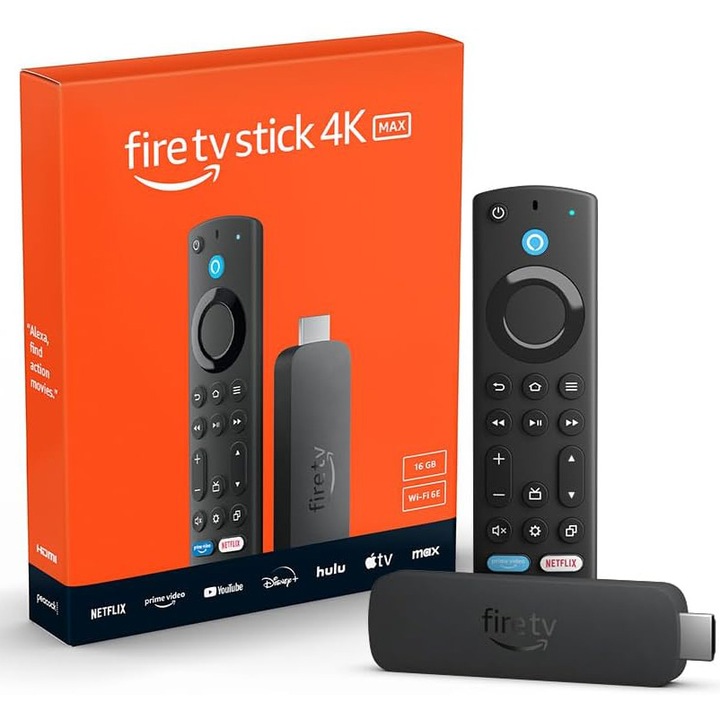 Медиен плеър Amazon Fire TV Stick 4K MAX (2023), Quad-core, 16GB, Wi-Fi, Черен