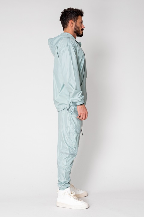 Set Windbreaker Jacheta cu fermoar si pantalon lung din fas Light Olive 15023, Verde masliniu deschis