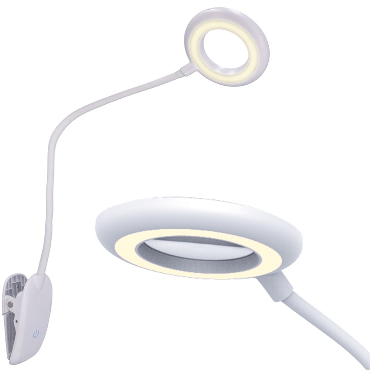 Lampa de birou Jumi, LED, 1200mAh, ajustabila, 5W, 3800-4500K, alba