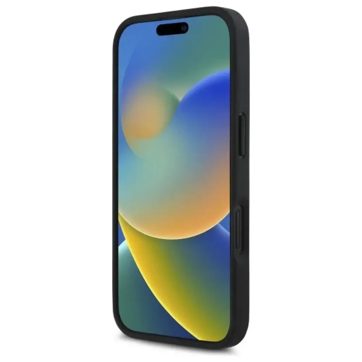 iPhone 16 telefontok, BMW M Grip Stand Smooth and Carbon, fekete, környezetbarát anyag, kemény tok