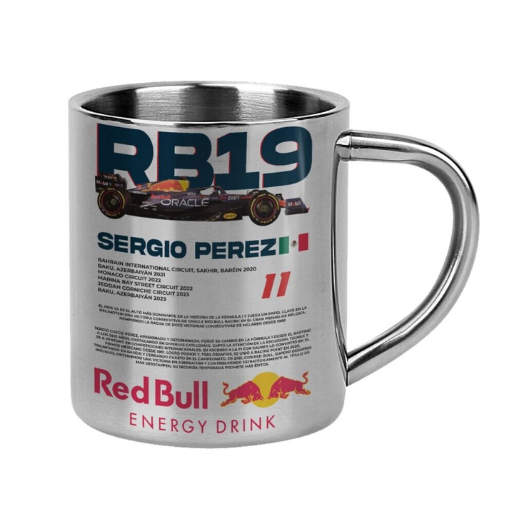 Cana din inox cu perete dublu, 300ml, pentru bauturi calde si reci, rosie
