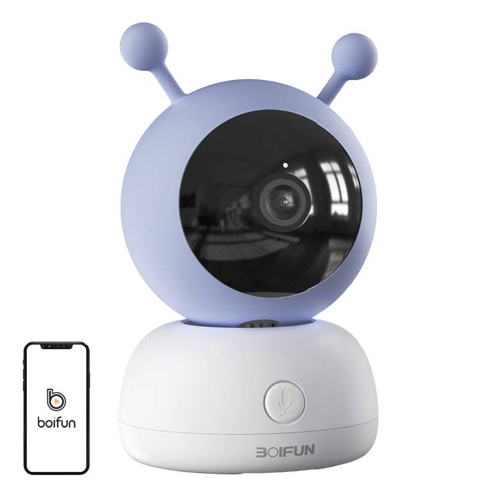 Електронен бебефон Boifun 2S, 5 инча, детекция на звук, ротация на 350°, пълен комплект