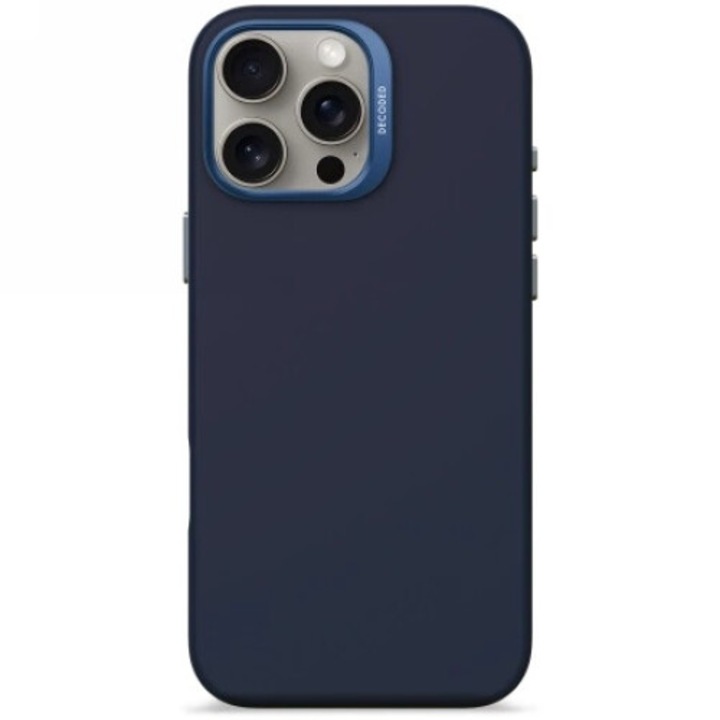 Husa telefon Decoded, silicon antimicrobian, MagSafe, albastru, pentru iPhone 16 Pro Max