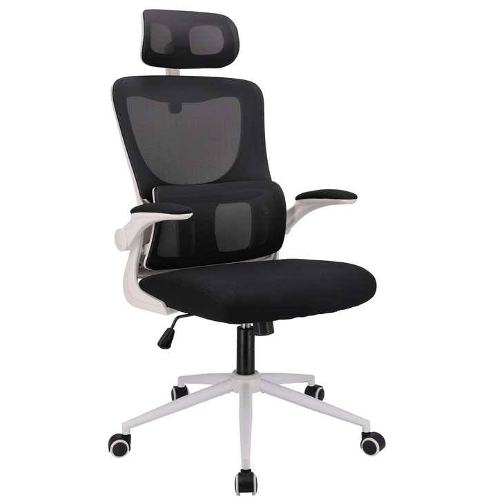 Scaun de birou Jumi ZEO, ergonomic, 122x60x68cm, negru/alb