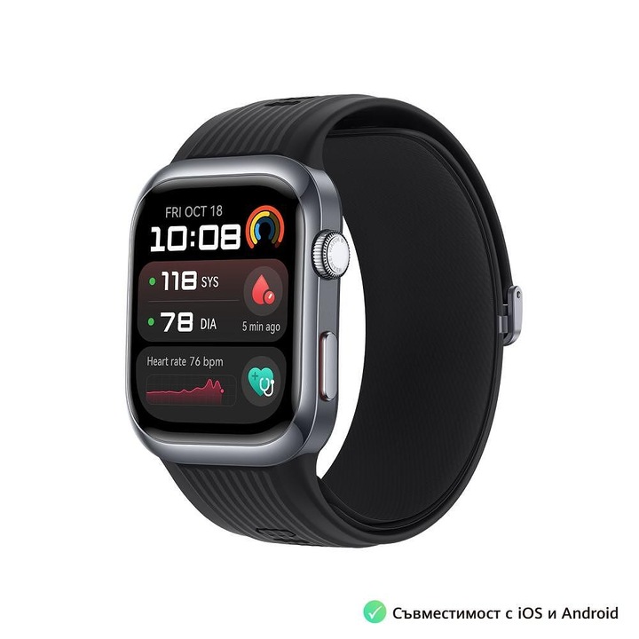 Смарт часовник Huawei, D2 LCA-B10, 1.82", HR мониторинг PPG 6.0, IP68, Високоговорител, Микрофон, Двулентов, Черен