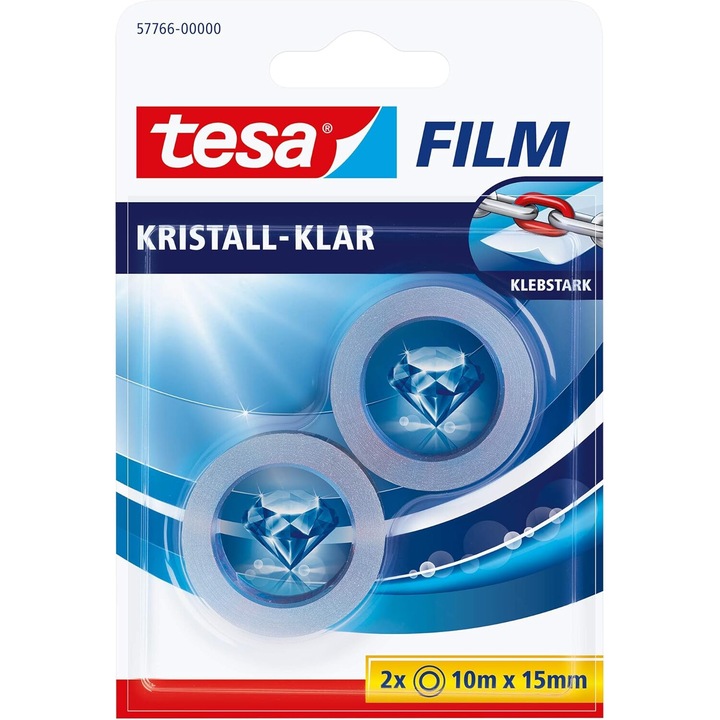 Прозрачно тиксо Tesa, 15мм х 10м, 2 бр