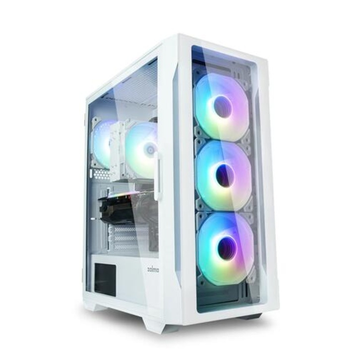 Кутия за компютър, Zalman I3 NEO TG White, aRGB, Tempered Glass, ATX кутия