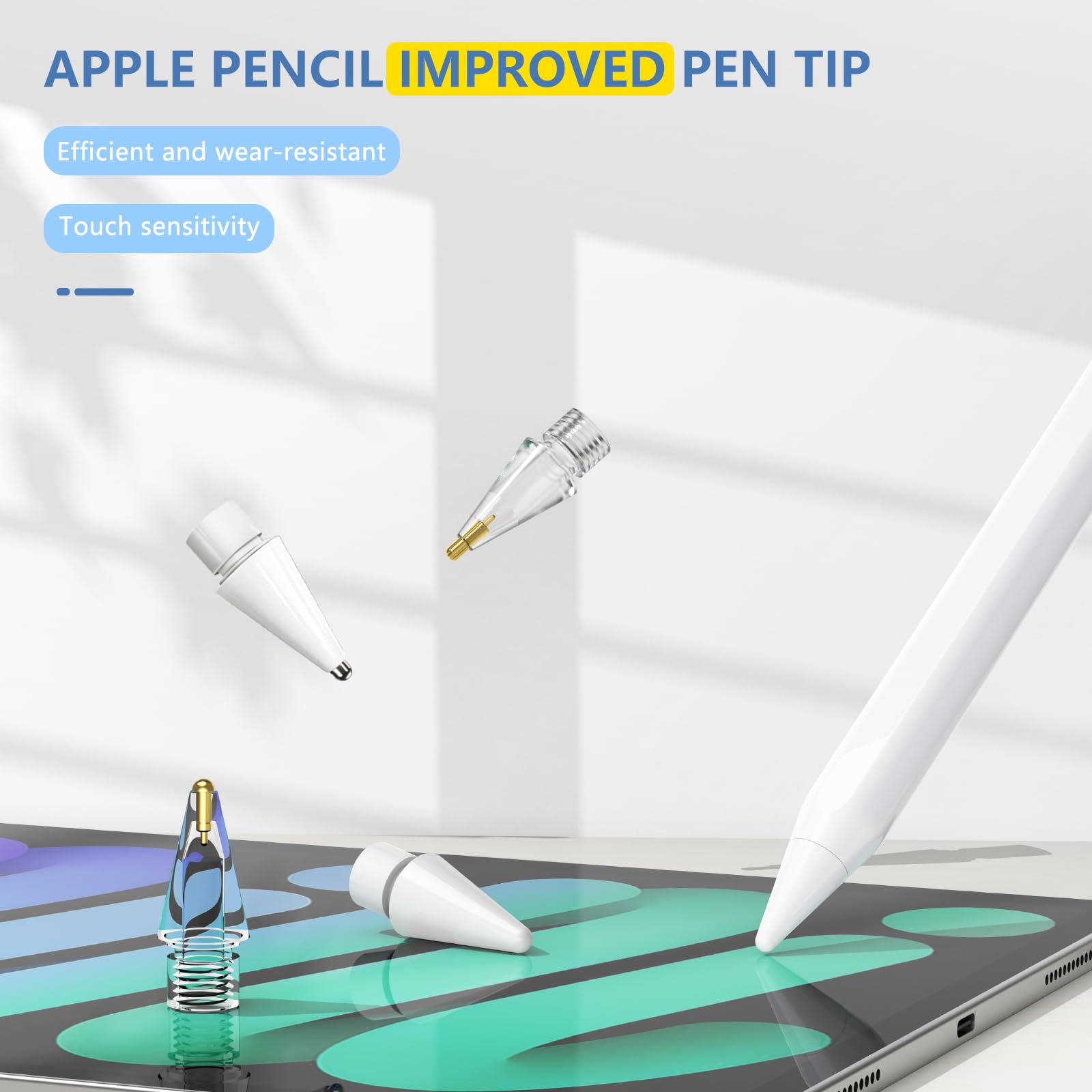 Stylus Apple Pencil compatibil, Vaxiuja, 4x capete de rezerva, de