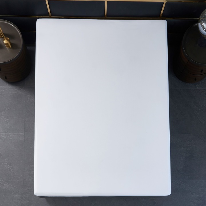 Cearceaf de pat Nonsuch alb 200x200x30cm, material prietenos cu pielea, elastic, confortabil, bumbac