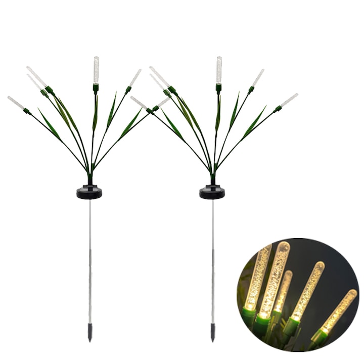 Set 2 Lampi Solare pentru Gradina, Control Inteligent al Luminii, IP65 Rezistent la Apa, 2700K, 67cm