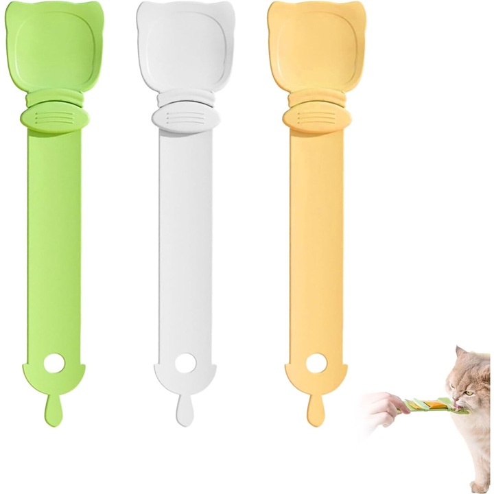 Set 3 Dispensoare Mancare Umeda Pisici | Hranitor Licabil cu Pompa Ajustabila, Accesoriu Multifunctional pentru Pasta/Supa - Plastic Sigur, Agatare Rapida (3 Culori, Spalabil in Masina)