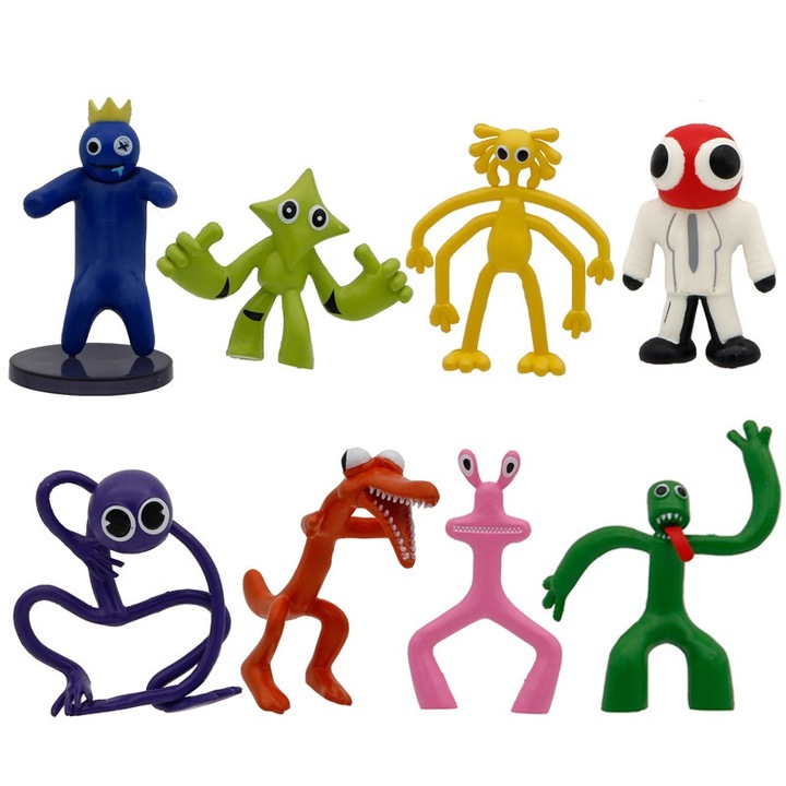 Rainbow Friends figurakészlet, 8 részes, tarka, 2,5x4 hüvelykes, fiúknak, 6 év