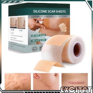 Plasturi pentru diminuarea si vindecarea cicatricilor, Excitat®, reutilizabil, Silicon, 4cm x 150cm, pentru cezariana, cheloizi, arsuri, acnee, Nude
