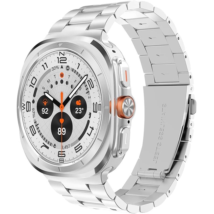 Curea smartwatch, Pentru Samsung Galaxy Watch 7 Ultra 47mm (2025/2024), Matcheasy, Inox, Argintiu deschis