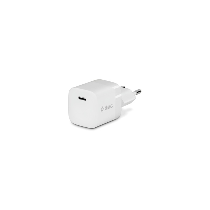 Adaptor ttec, SmartCharger, PD, 220 V, 30 W USB-C, alb