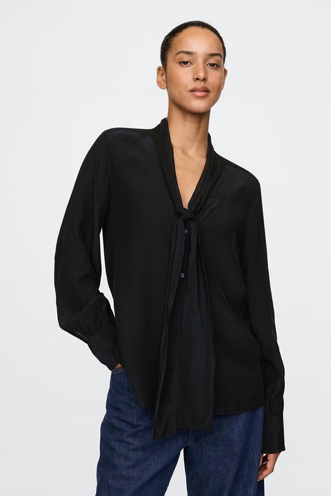 GAP, Bluza cu guler cu funda din panglici, Negru