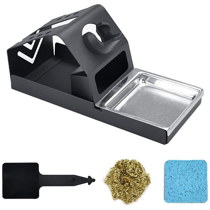 Suport pentru fier de lipit, RASK, cu burete, Negru