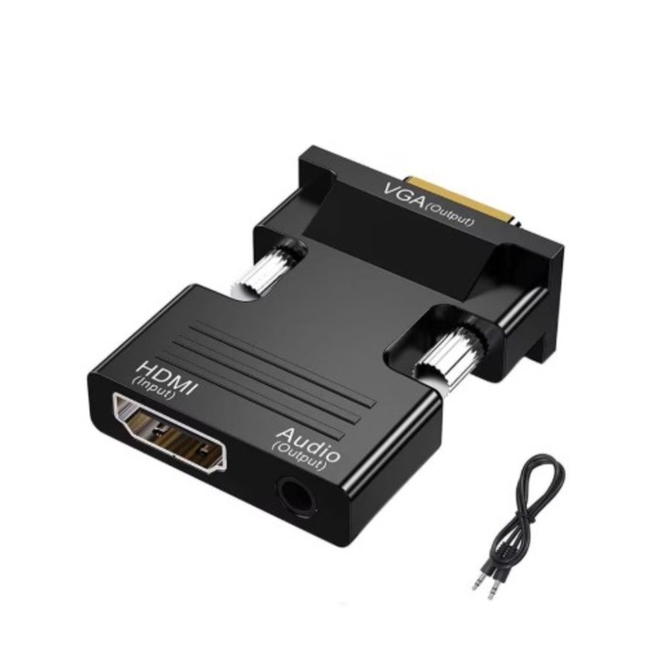 BeSmart adapter, HDMI-VGA, audio porttal, Full HD, fekete