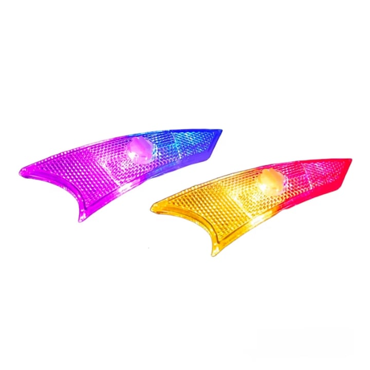 Set 2 Lumina LED Decorativa pentru Spite Bicicleta, SINBINTA, Super stralucitoare si rezistente la apa IPX5, Cu baterii incluse, 3 moduri de iluminare, Design de refractie si reflexie, Usor de instalat, Plastic, 135*42mm, Multicolor