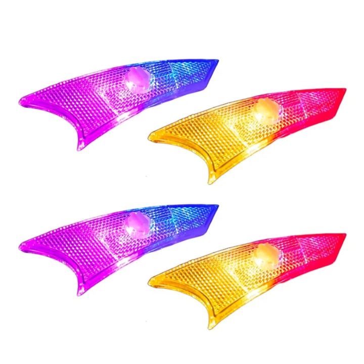 Set 4 Lumina LED Decorativa pentru Spite Bicicleta, SINBINTA, Super stralucitoare si rezistente la apa IPX5, Cu baterii incluse, 3 moduri de iluminare, Design de refractie si reflexie, Usor de instalat, Plastic, 135*42mm, Rosu