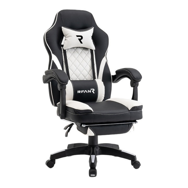 Scaun de Gaming, WF-6028, Negru/Alb
