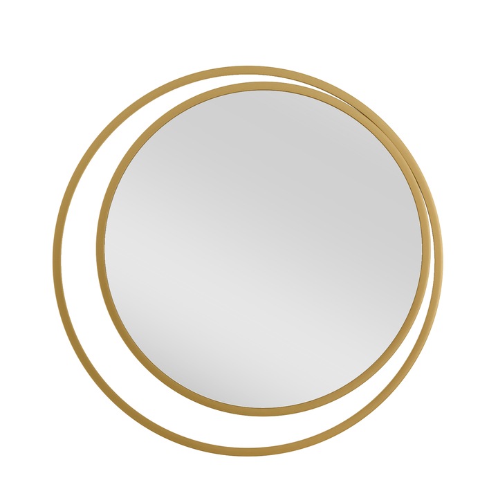 Декоративно огледало за стена Sofi, Marsah Home, диаметър 80 см, златиста метална рамка