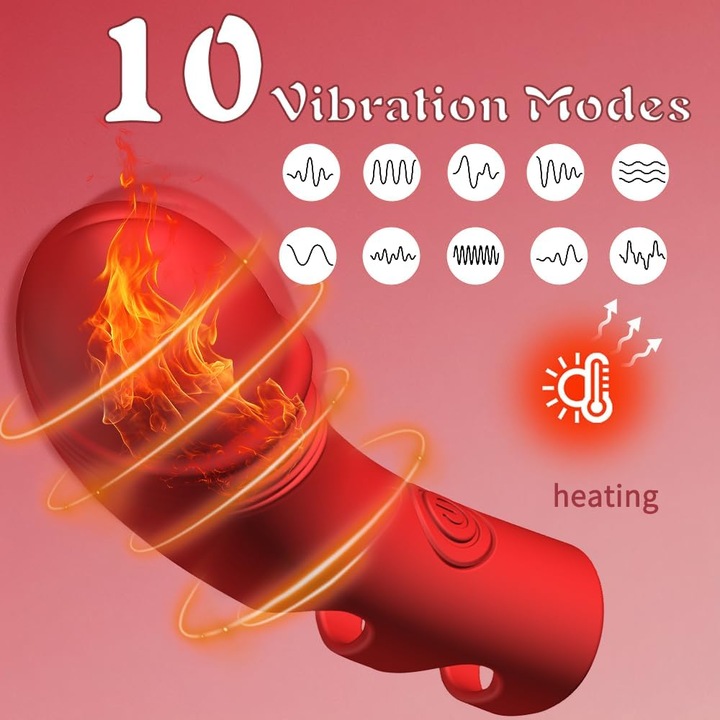 Ujjvibrátor, Wanyan® szexjáték, G-pont-, klitorális-, mellbimbóstimulátor, felnőtt nőknek és pároknak, újratölthető, csendes, vízálló, piros