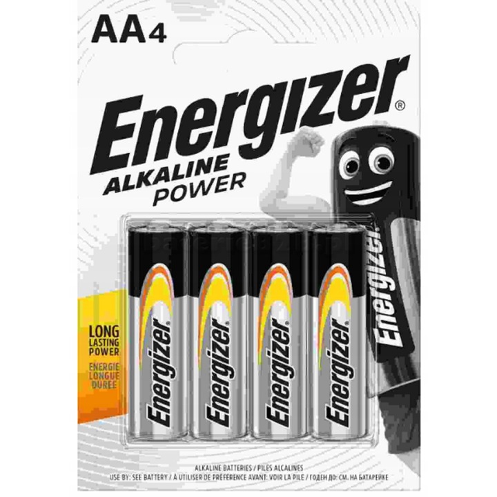 Комплект от 4 батерии AA Energizer, 1.5V, алкални