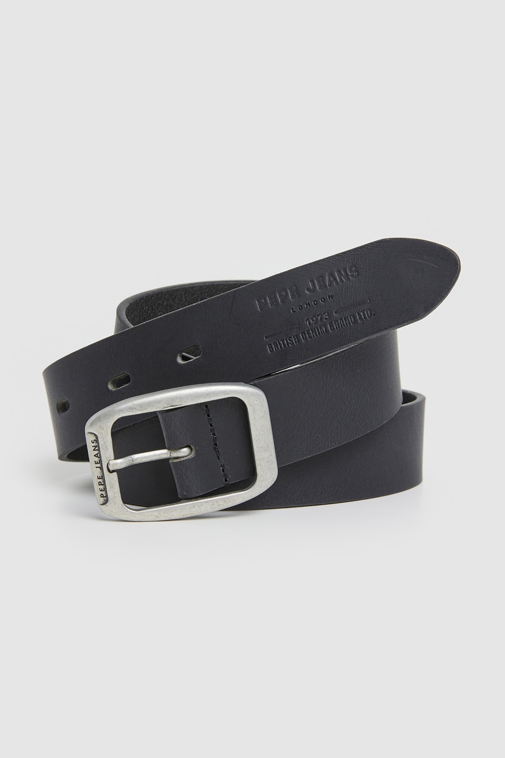 Pepe Jeans London, Curea de piele Floyd, Negru, 100