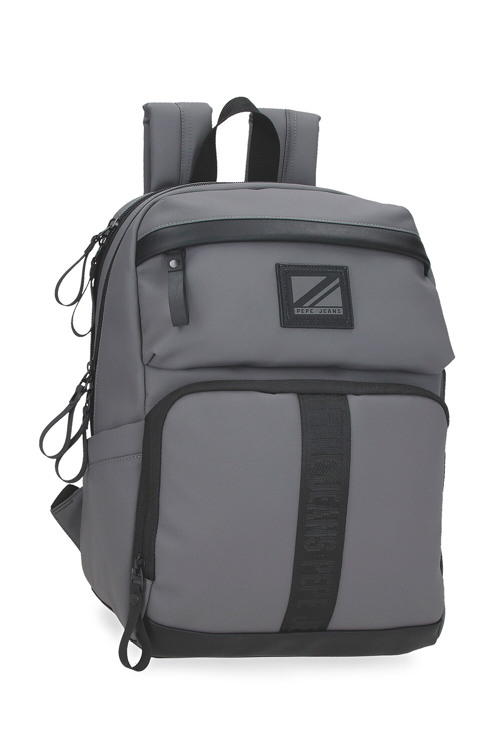 Pepe Jeans London, Rucsac pentru laptop cu port USB, Gri inchis