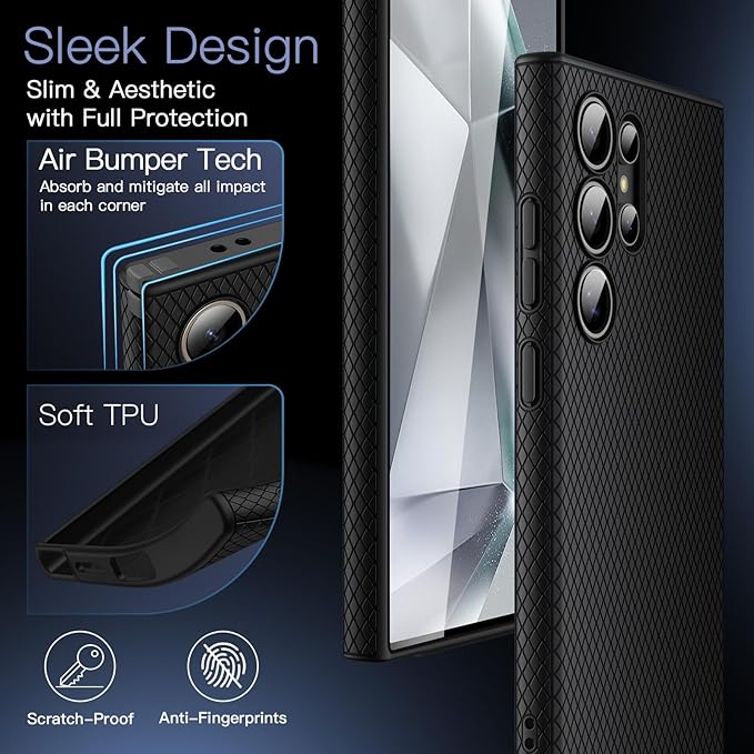 Husa Pentru Samsung Galaxy S24 ultra, carcasa Mingzhi®, capac de telefon mobil, cu protectie, camera complet protejata, grad militar, rezistent la socuri, negru