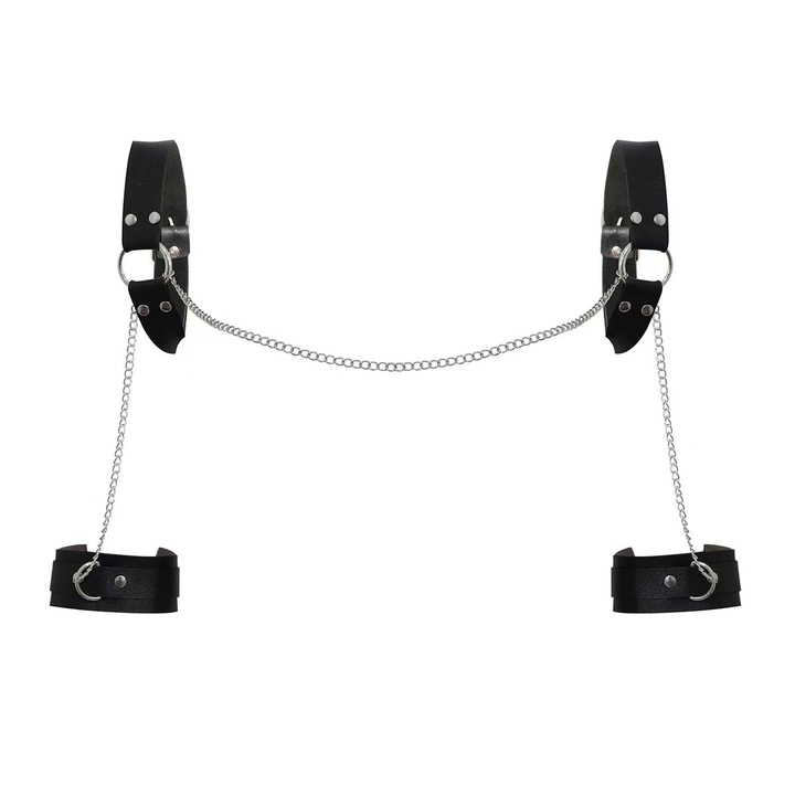 Curea din piele pentru cupluri, Sunmostar, neagra, ajustabila