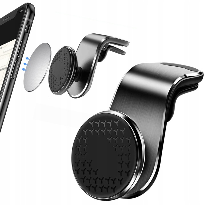 Tartó, Korbi, Mágneses Tartó, Clip rácshoz, Kompatibilis autókkal és telefonokkal, 6,5X4 cm, Fekete